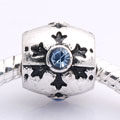 EB178 - Snowflake with blue stone - European bead - Click Image to Close
